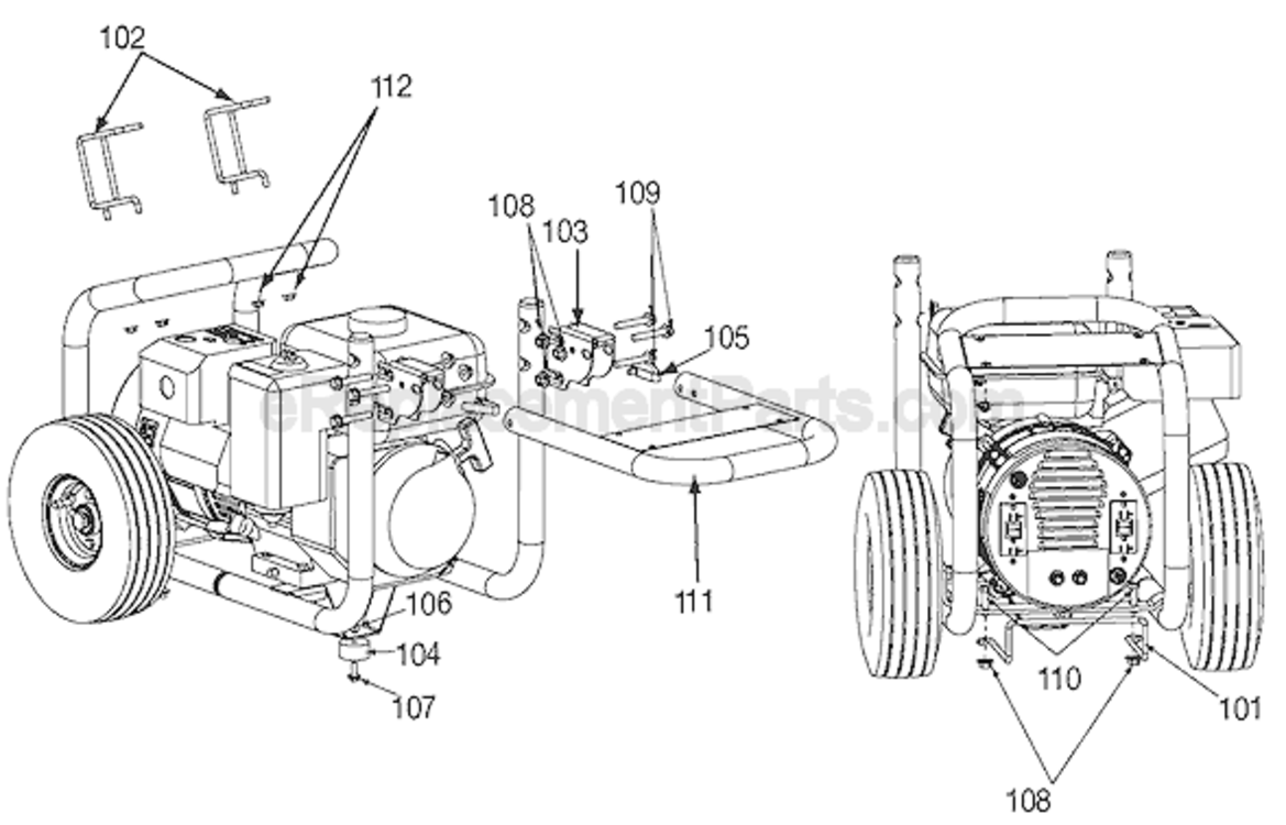 Page B Diagram and Parts List for PH350IS Type 0 Porter Cable Generator